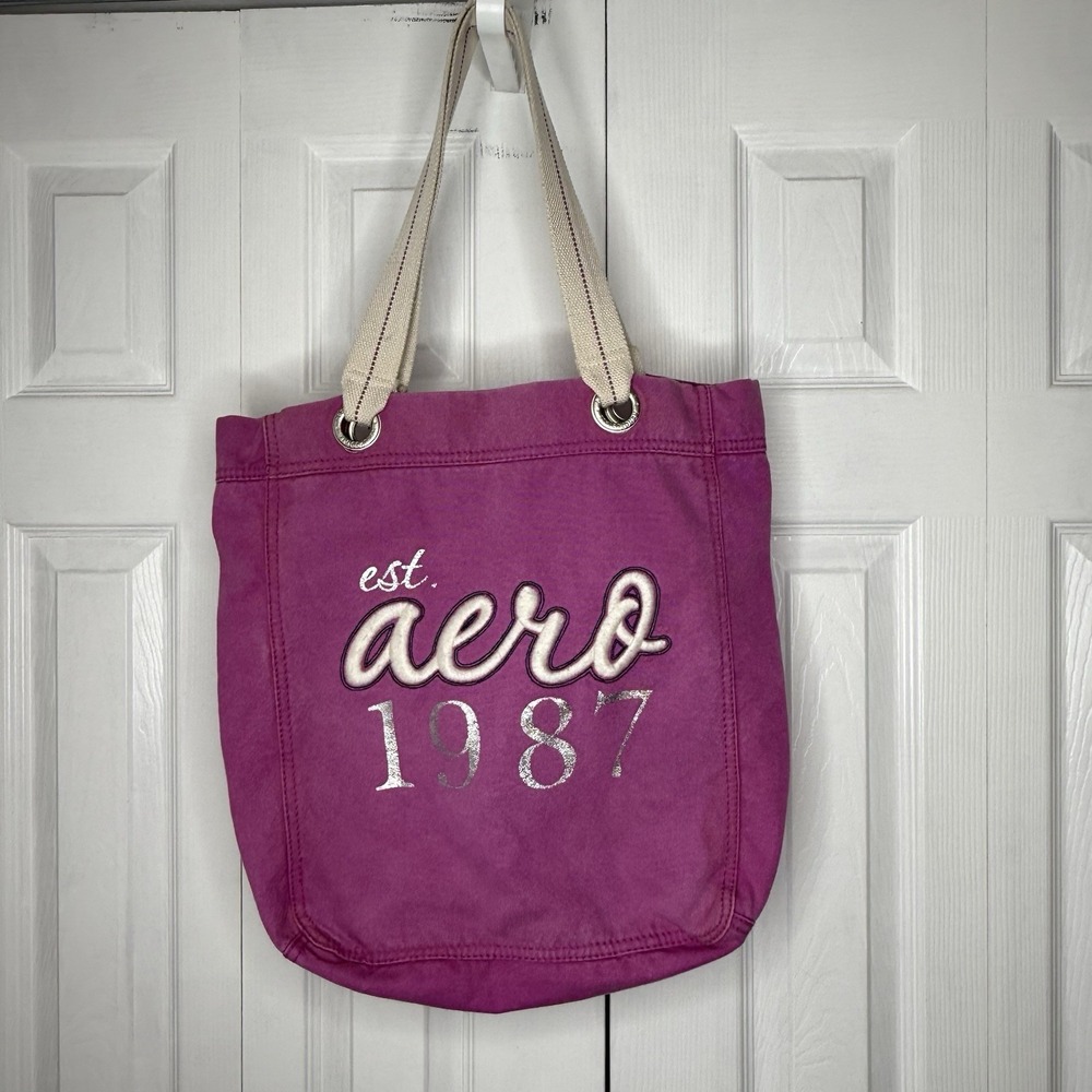 Aeropostale Magenta Est. Aero 1987 Cotton Tote Bag‎ RARE & HTF One Size